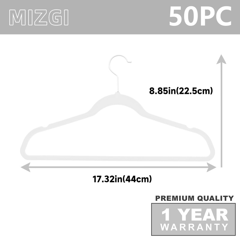 MIZGI Premium Velvet Hangers (50 Pack) Heavy Duty - Non