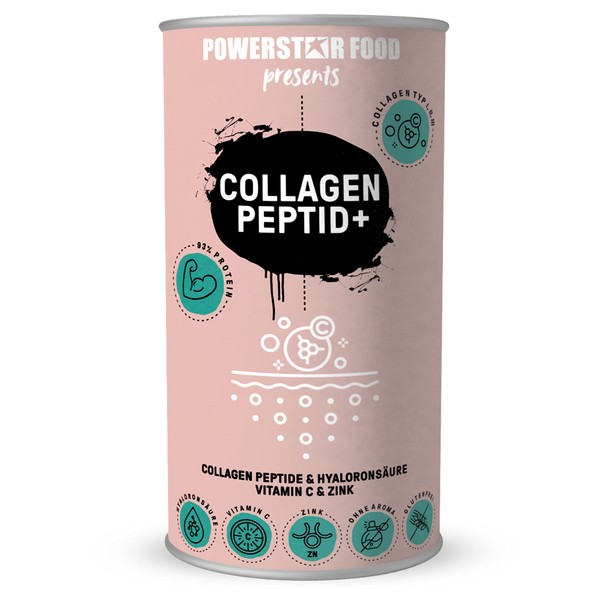 Collagen Peptide + | Bioactive Collagen Peptides from Collagen Hydrolysate Plus Hyaluronic Acid, Zinc & Vitamin C | Highest Protein Content 93.2% | Collagen Type I, II & III | Without Aroma &