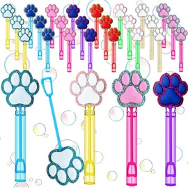 24 Pcs Paw Print Bubble Wands – Pet Dog Puppy Birthday Party Favors, Goodie Bag Stuffers, Piñata Fillers & Party Supplies for Themed Gatherings & Celebrations