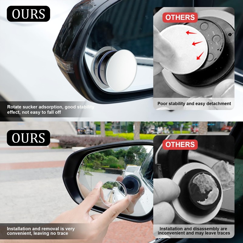 LivTee Blind Spot Car Mirror, 2" Round HD Glass Frameless