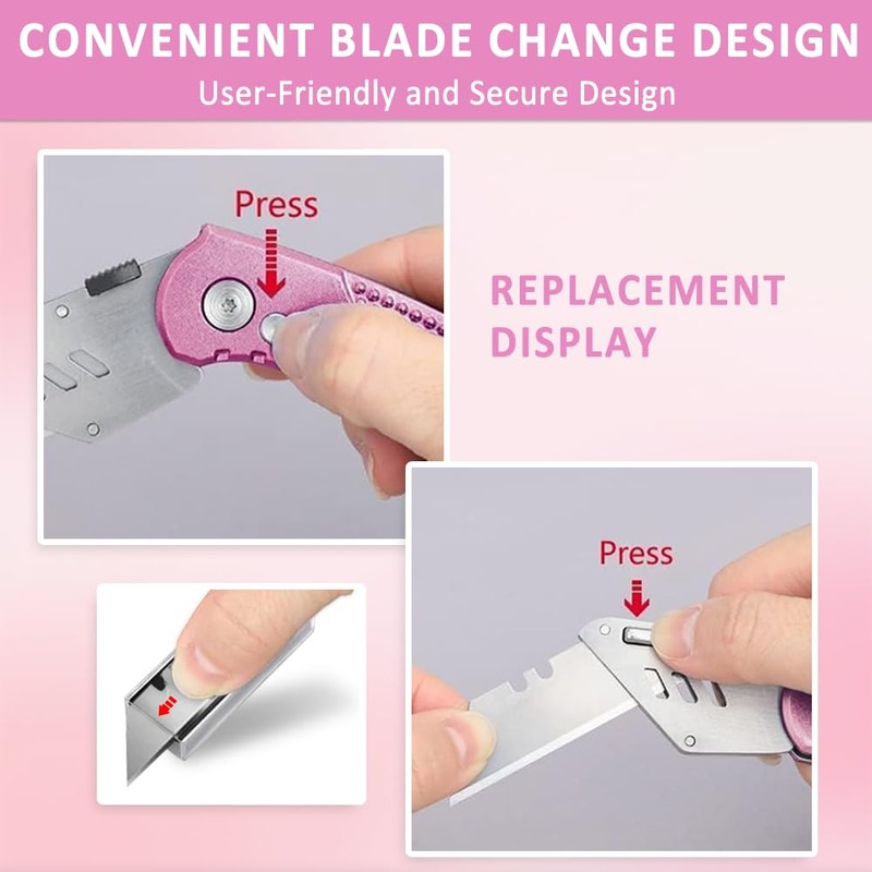 Box Cutter, Folding Utility Knife with Aluminum Handle, Heavy Duty