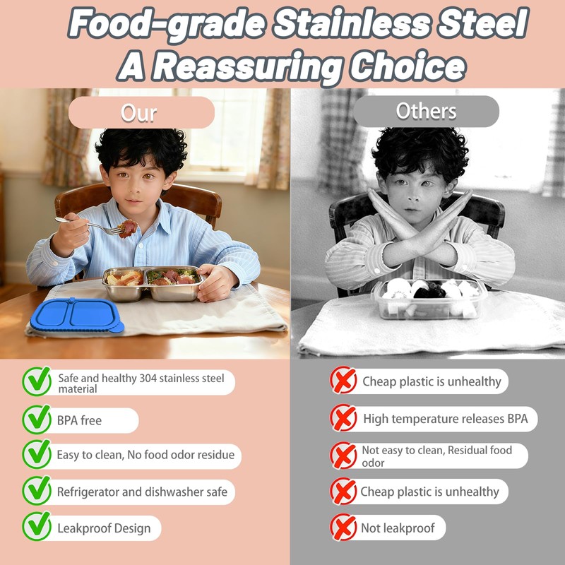 2 Pack Stainless Steel Snack Containers for Kids & Adults