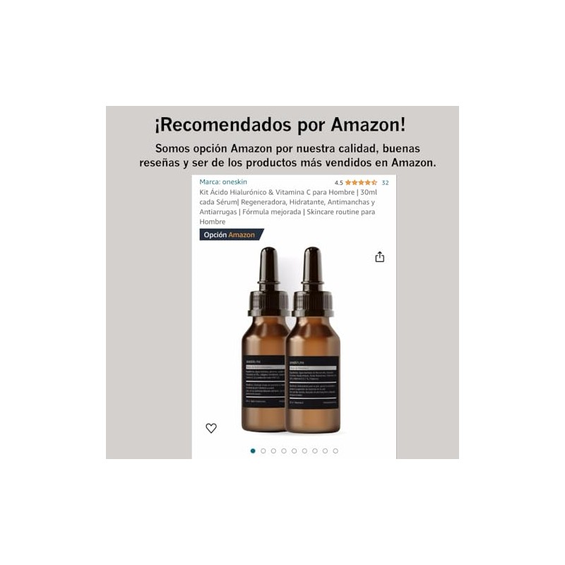 Oneskin Kit Ácido Hialurónico Vitamina C Para Hombre Mujer 30ml
