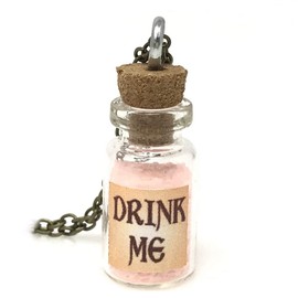 UMBRELLALABORATORY Alice in Wonderland Fairy Glow in The Dark Kawaii Necklace-Drink me handmade label sticker