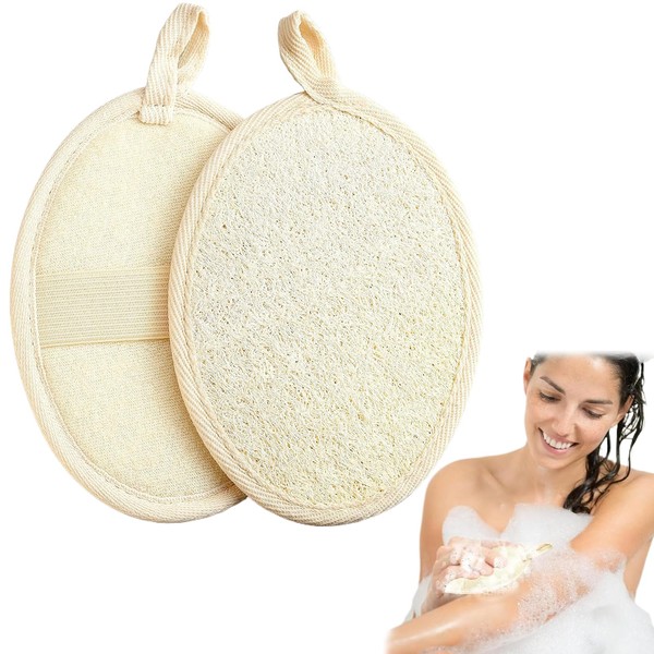 Pack of 2 Natural Loofah Sponge, Natural Loofah Sponge, Exfoliating
