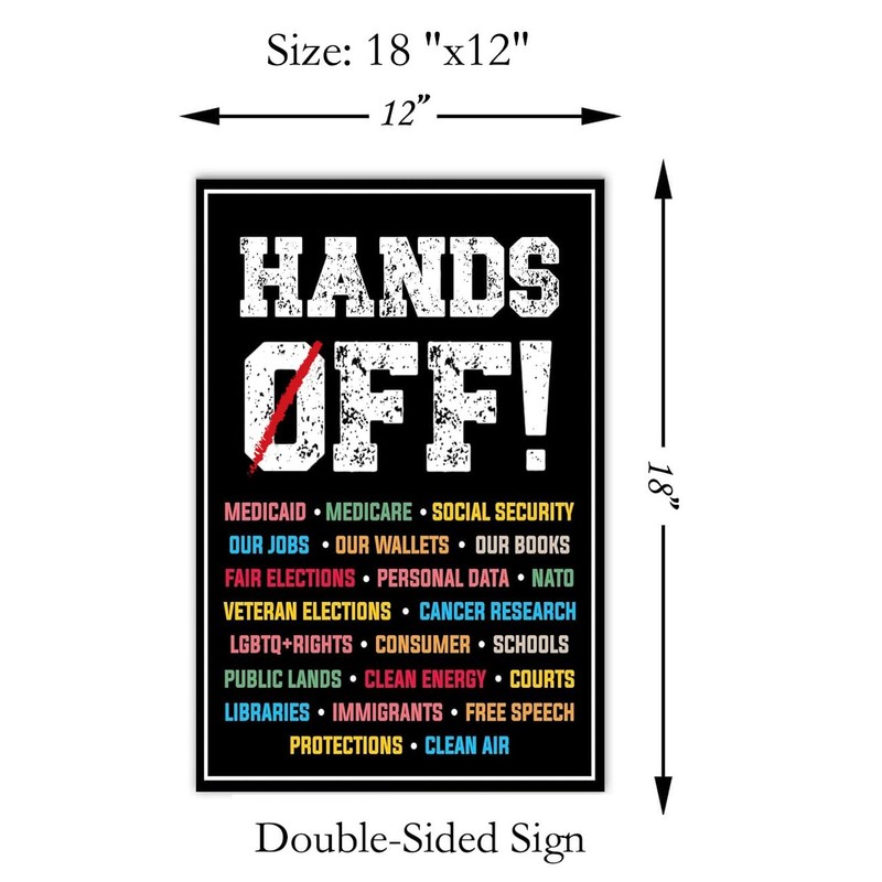 Hands Off Protest Yard Sign Social Security And Medicare Protest