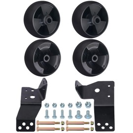 CheeMuii Mower Deck Gauge Wheels with Deck Brackets Kit 4 Pcs 5 Inch 734-04155 Deck Wheels with 2 Pack 525509501 Deck Wheel Brackets Fit for 42 inch Deck