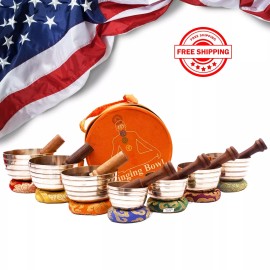 Tibetan singing bowl set-Singing bowl set of 7-7 Chakra healing singing bowl-