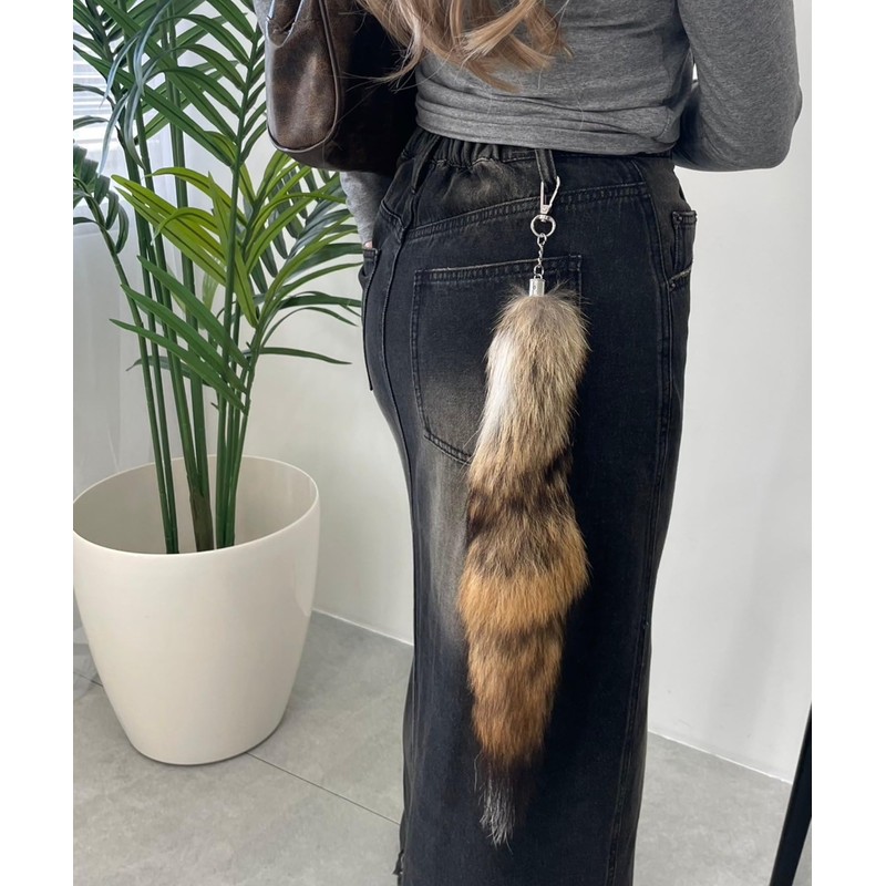Wigo Big Fur Shippo Key Holder, Women's, pattern 2