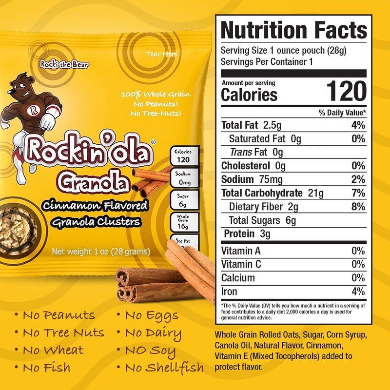 Rockin'Ola Granola Clusters, Quick Breakfast Snack, Allergen Free, No Artificial