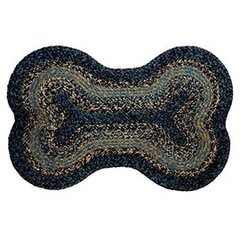IHF Home Decor River Shale Braided Rug 20" x 30" to 8'x10' Oval Accent Floor Carpet Natural Jute Material Doormat | Blue, Black, Tan, Cream Woven Collection (Dog Bone Rugs)