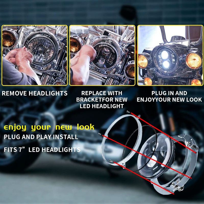 SKUNTUGUANG 7" inch Round LED Projector Headlight Trim Ring Mounting