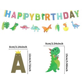 Banner de cumpleaños de dinosaurios para niños y niñas, diseño de dinosaurio, guirnalda de feliz cumpleaños, decoración de pared