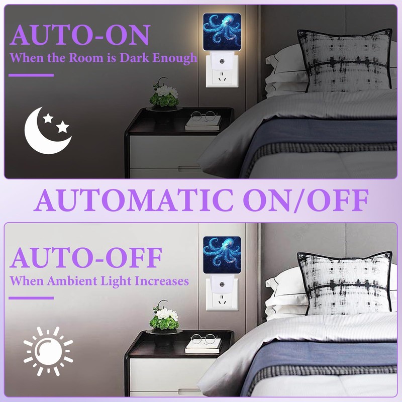 Blue Octopus Night Light,Sea Animals Night Lights Plug into Wall,Led