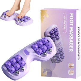 Rodillo Masajeador de Pies, Doble Portátil Relajador de Pies, Masajeador para Acupresión y Reflexología, para Aliviar Fascitis Plantar, Dolor de Talón y Arco, Ideal para Hogar u Oficina (Morado)