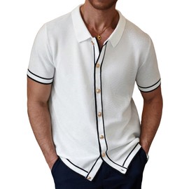 Zaitun Men's Lightweight Button-Down Shirt Summer Casual Shirt Relaxed Fit Wrinkle Resistant Top White