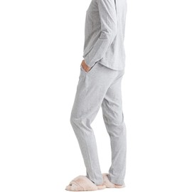 Papinelle Women's Jada Organic Cotton Knit Jogger, Grey, Large - Ultra-Soft, Breathable Lounge Pants with Stretch, Adjustable Waistband and Tapered Leg for a Relaxed Fit and Cozy Wear