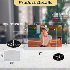 AetJxixee 6 Pack Acrylic Magnetic Picture Frames 3x5, Refrigerator and Desktop Photo Frames Combine, Vertical and Horizontal Clear Display for Desk/Fridge for Home/Party/Wedding