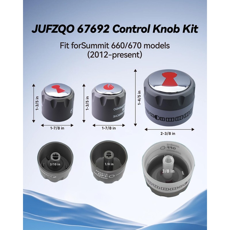 JUFZQO 67692 Control Knob Kit Compatible with Weber Summit 660/670