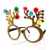 Gold Glitter Christmas Reindeer Antler Novelty Glasses