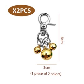 RNSKFG 2 Pieces Bell Pendant, Bell Keychain, Cat Collar Bell, Three Bell Pendant (Silver, Gold).
