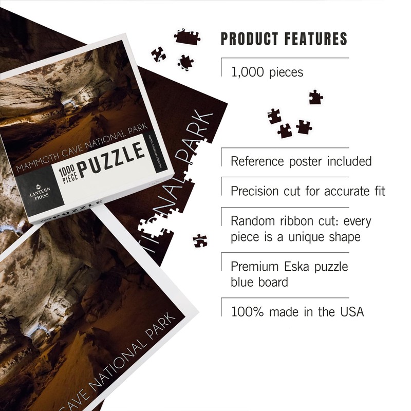 Lantern Press Mammoth Cave, Kentucky, Cave Interior 1000 Piece Jigsaw