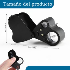 Owlbud Lupa de Mano con Luz LED 30X 60X Aumentos Ideal para Joyas Piedras Preciosas Monedas y Sellos Lupa Plegable y Portátil Personas Mayores Lectura inspección Monedas