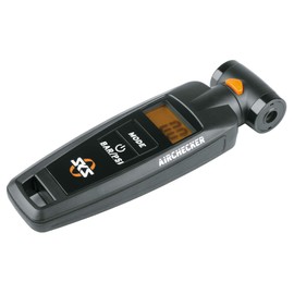 SKS GERMANY AIRCHECKER Digitaler Luftdruckprüfer (Fahrradzubehör, Reifendruckmessgerät mit Druckablassfunktion und Echtzeitmessung, Duo-Kopf für AV/SV Ventile, max. 10 bar / 144 PSI), Schwarz