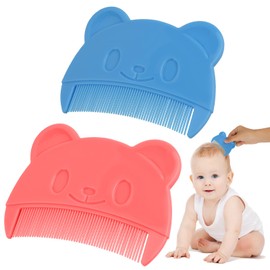 Aolso Baby Hair Comb, 2PCS Baby Comb Baby Cradle Cap Comb, Baby Hair Brush Toddler Comb for Newborns & Toddlers, Perfect Baby Registry Gift (Blue-Pink)