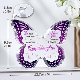 GLEEVERA Granddaughter Gifts from Grandma Nana, Gifts for Granddaughter Graduation - Butterfly-shaped Acrylic Plaque - Granddaughter Gifts Ideas for Birthdays Christmas Valentines