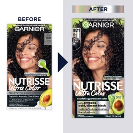 Garnier Hair Color Nutrisse Ultra Color Nourishing Creme, BL11 Jet Blue Black (Black Currant) Permanent Hair Dye, 1 Count (Packaging May Vary)