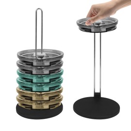 TAEYONK Tumbler Lid Organizer 2-Piece Cup Lid Organizer - Silicone Non-Slip Design lid organizer Folds for Storage Keeps Kitchen and Countertops Tidy, Holds Up to 10 Cup Lids (Black)