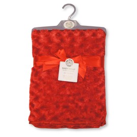 Baby Rosebud Wrap Blanket with Fleece Back and Satin Trim (Red)