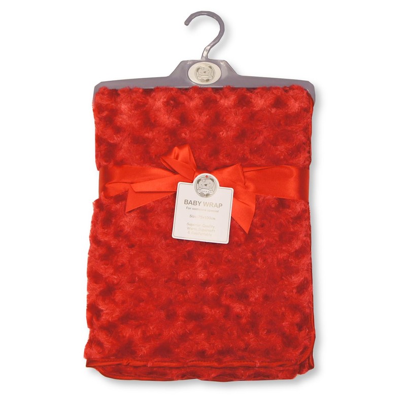 Baby Rosebud Wrap Blanket with Fleece Back and Satin Trim