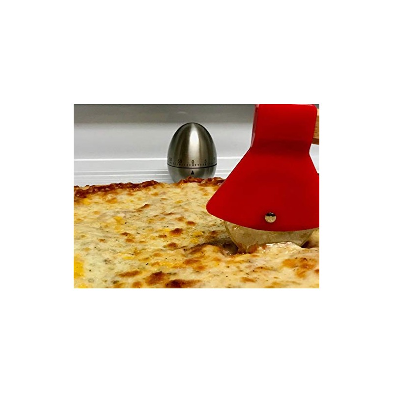 bulk buys Kitchen Essentials Axe Pizza Cutter, 8.25", Brown/Red/Silver