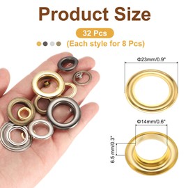 sourcing map 100 Set Copper Grommets Eyelets, 9/16"(14mm) Grommets Eyelets with Washers Grommets Kit Copper Eyelets for Belts, Shoes, Clothes, Bead Cores, DIY Project (Gold/Silver/Grey/Bronze)