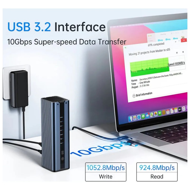 Duplicador De Clones SSD NVMe M.2 20 GB/s Acasis EC-6604PRO