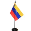 ANLEY Venezuela Deluxe Desk Flag Set - 6 x 4 Inch Miniature Venezuelan Desktop Flag with 12" Solid Pole - Vivid Color and Fade Proof- Black Base and Spear Top
