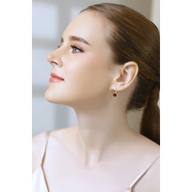 Sterling Silver Earrings for Women, Birthstone Earrings, Crystal Earrings, 6mm Round Solitaire Leverback Earrings, Drop Earrings, Dangle Earrings for Women, Earrings, Dainty Earrings, Crystal, crystal