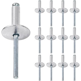 Aluminium Blind Rivets with Large Flange 60 Pieces 4.8 mm x 20 mm for Metal and Wood Connections, DIY and Industrial (Silver)