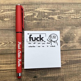 Sysow Fresh Outta Fucks Pad and Pen,Snarky Fresh Outta Fucks Pen Set, Funny and Sarcastic Daily Pad and Pen Novelty Office Supplies Gifts for Friends, Co-Workers, Boss (Red)