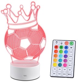Moorstdel Football 3D Illusion Lamp，Controller Night Light with Remote Control+Timer 16 Color Changing Desk Lamps，Great Gift for Boys Kids Adults[Energy Class G]