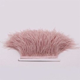FQTANJU 2 Yards Soft & Natural Ostrich Feathers Fringe Trims Ribbon Used for Dress, Sewing, Craft Clothing, Lighting Decoration, Clothing DIY, etc. (Mistyrose)