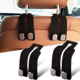 FDKYOEK 2 PCS Purse Hook for Car, Car Hooks for Headrest, Car Bag Hooks, Metal & Premium Leather Car Hangers for Seat, Hook Car Seat Back Storage Holder Accessories for Bags, Purses, Phones