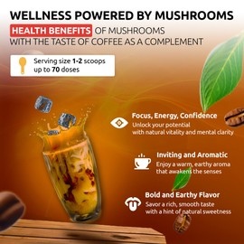 OldSoul Superfood Mushrooms Flat White Blend | 7-Mushroom Formula | Arabica Coffee | Energy, Focus, Immunity | 14 oz (400 g)