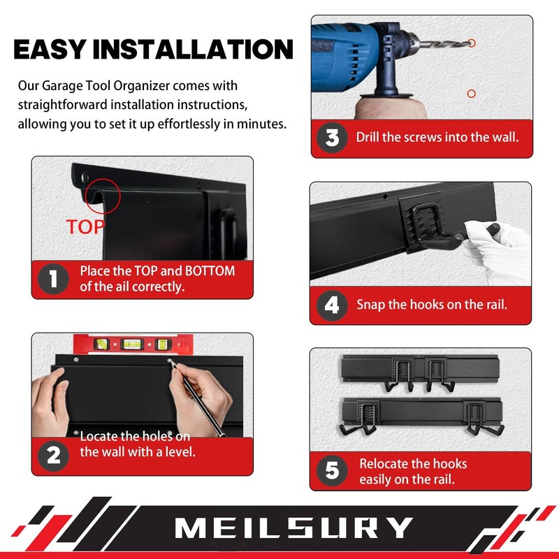 MeilsurY Garage Storage, 48-INCH Garage Tool Organization Wall Mount, Upgraded