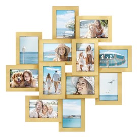 SONGMICS 4x6 Collage Picture Frames, 12-Pack Photo Collage Frame for Wall Decor, Glass Front, Assembly Required, Pale Gold URPF022A01