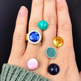 Quiges Rose Gold Stainless Steel Ring Shiny 12 mm Mini Coin Holder and Interchangeable Zirconia Coin in Various Sizes, Crystal, Cubic Zirconia