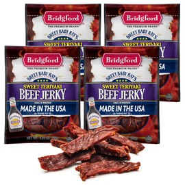Bridgford Sweet Baby Ray?s Beef Jerky Sweet Teriyaki 3.25 oz Pack of 4 - High Protein Beef Jerky for Low Carb and High Protein Diets - Beef Jerky Teriyaki for On the Go Snacking and Busy Lifestyles
