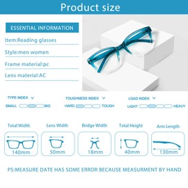 JOSCHOO Reading Glasses 6 Pack Blue Light Blocking Readers Spring Hinge Glasses for Reading for Men and Women (3 Mix Clour-3, 0.75, x)